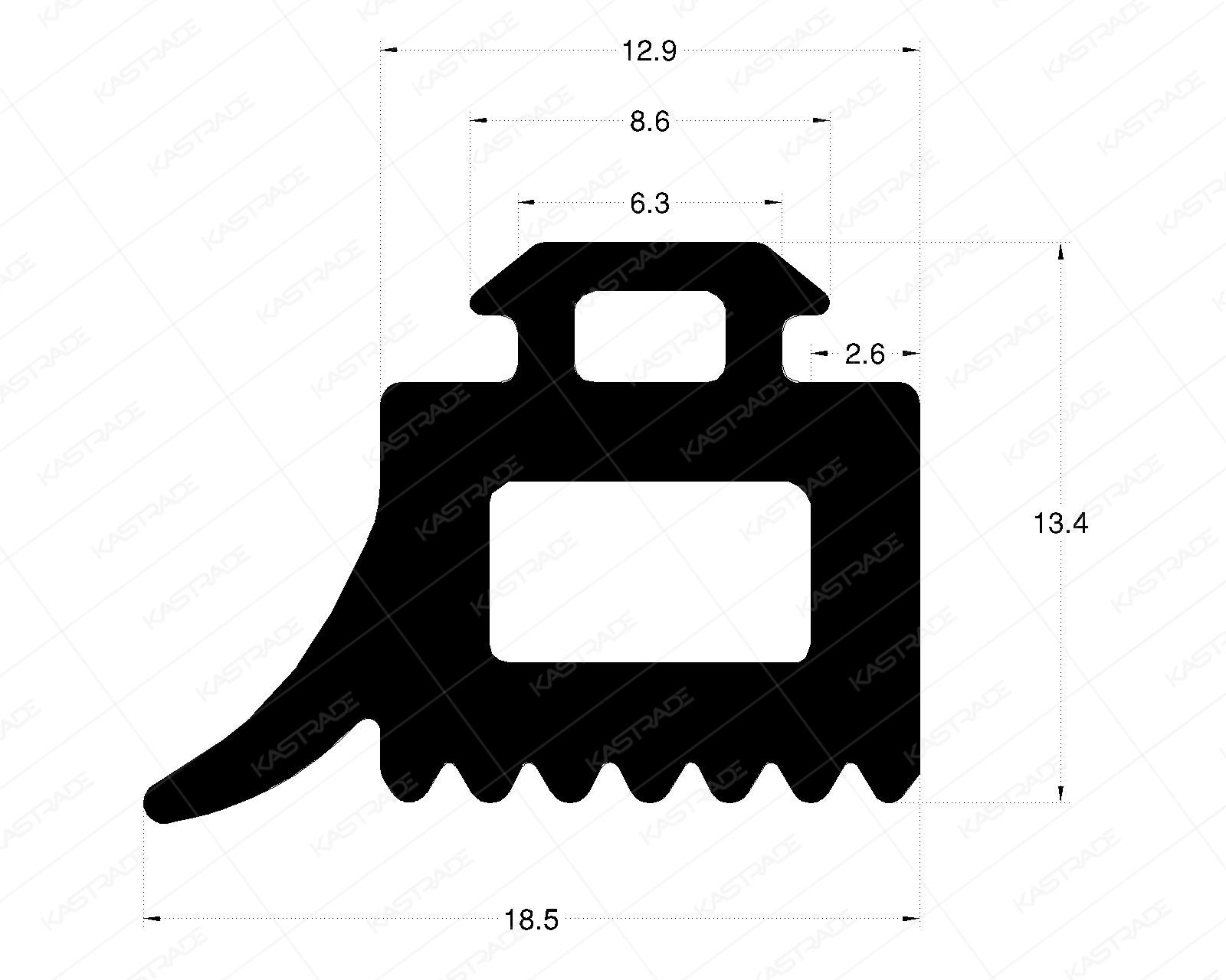 Curtainwall Gasket 10 mm with Flap