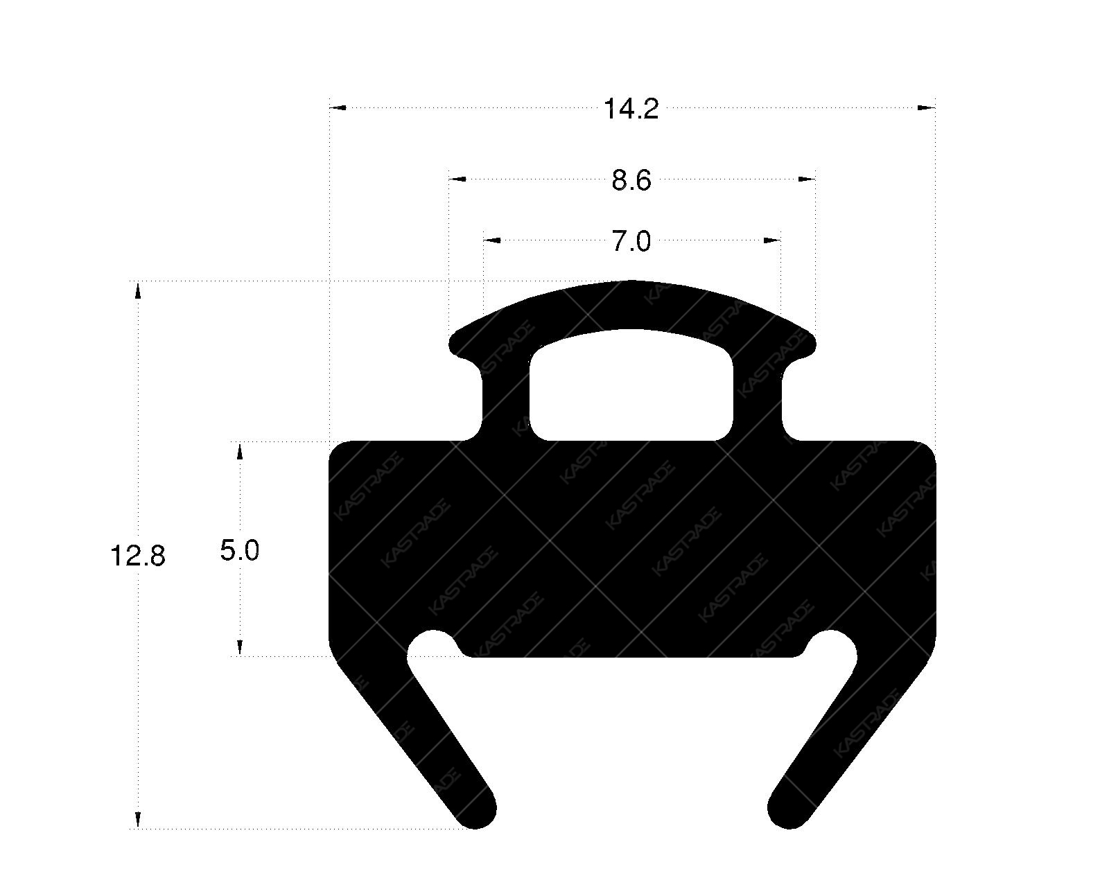 Curtainwall Gasket 5 mm with two flaps