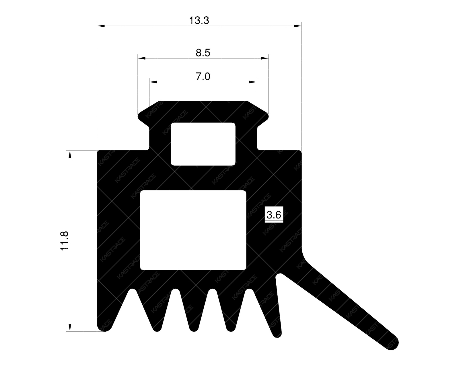 Mullion Gasket 12 mm with flap