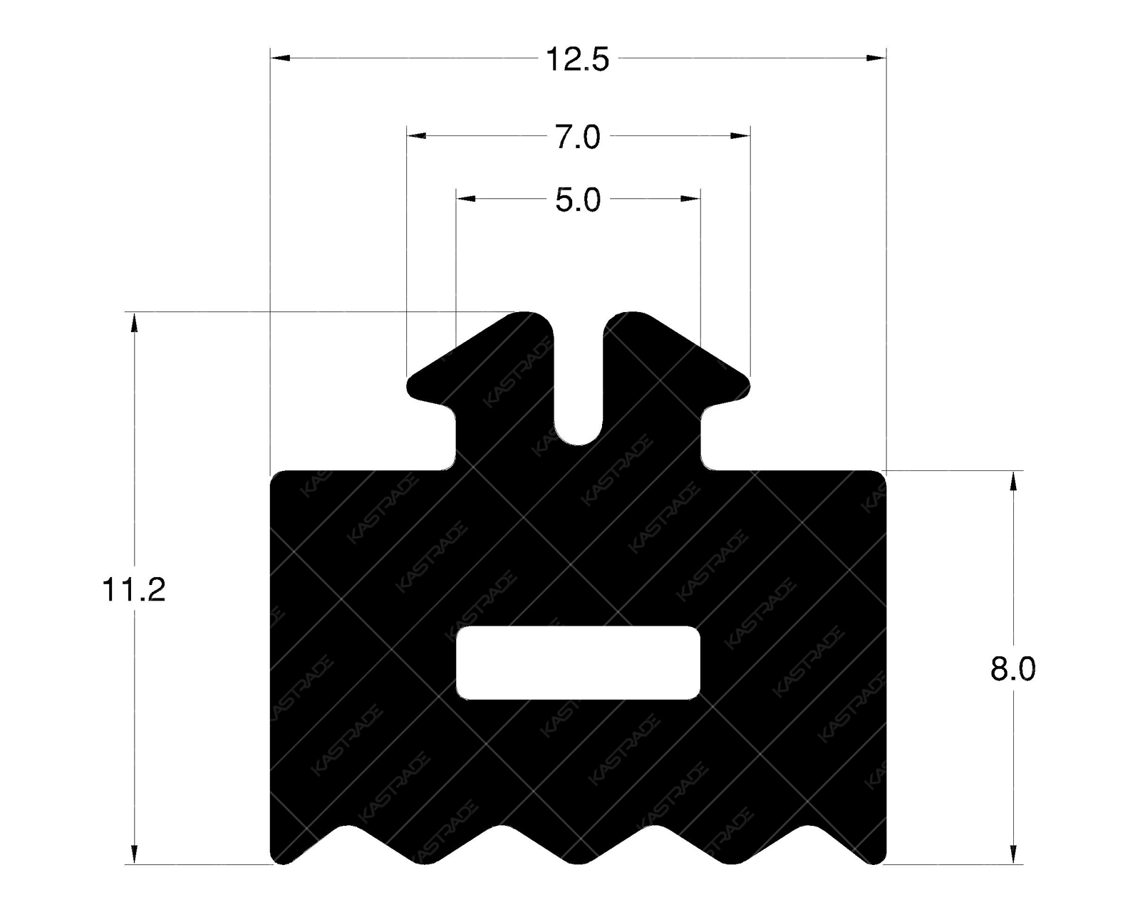 Curtainwall Gasket 8 mm with split head