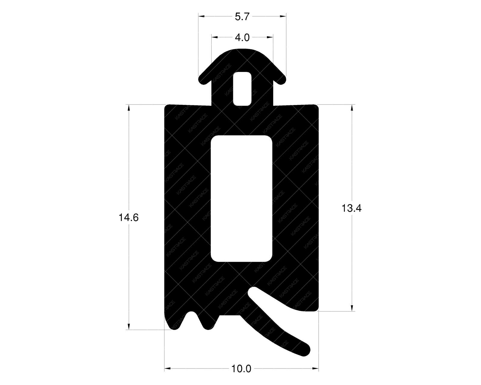 Curtainwall Gasket 14 mm (Small Nose)