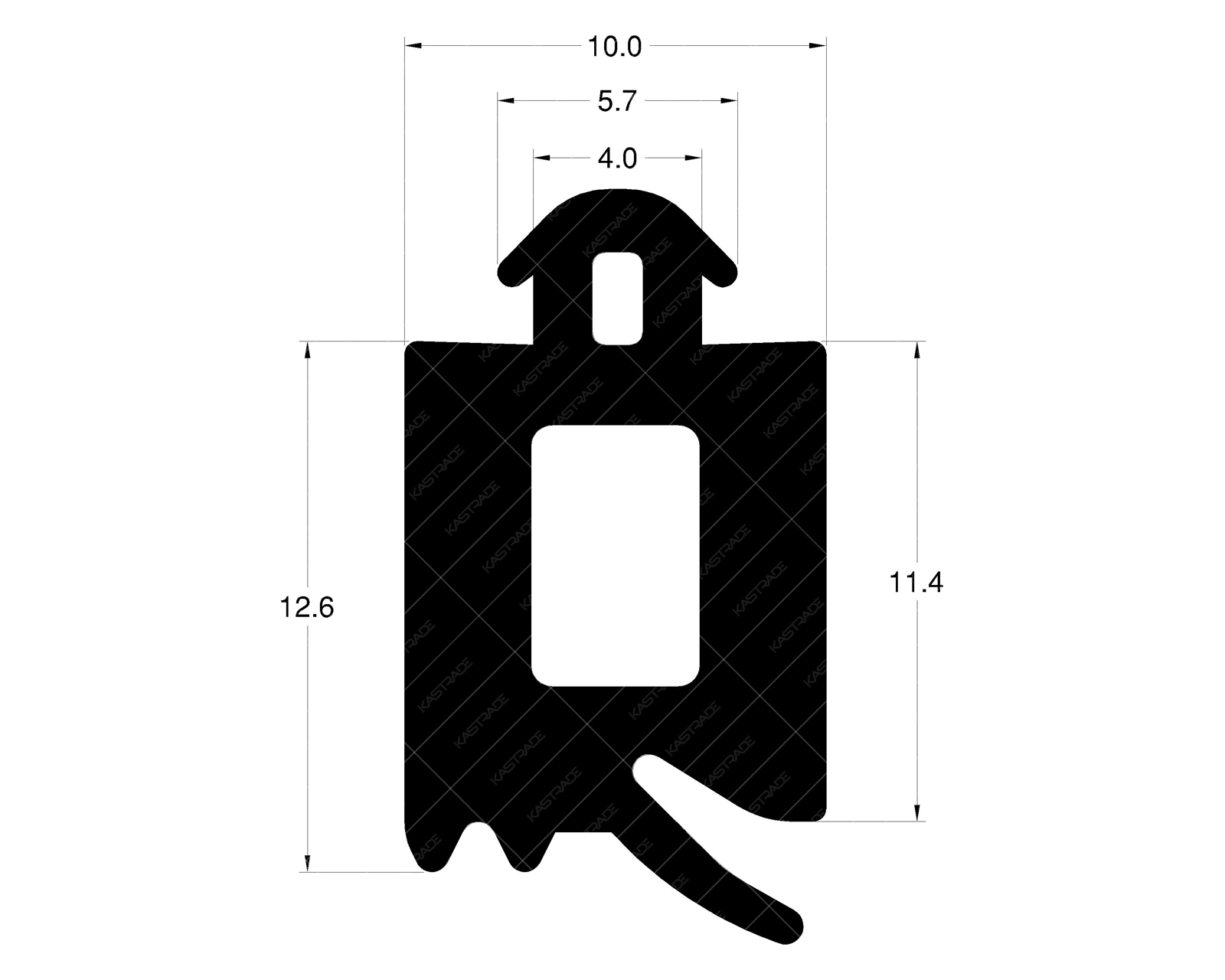 Curtainwall Gasket 12.5 mm with small head