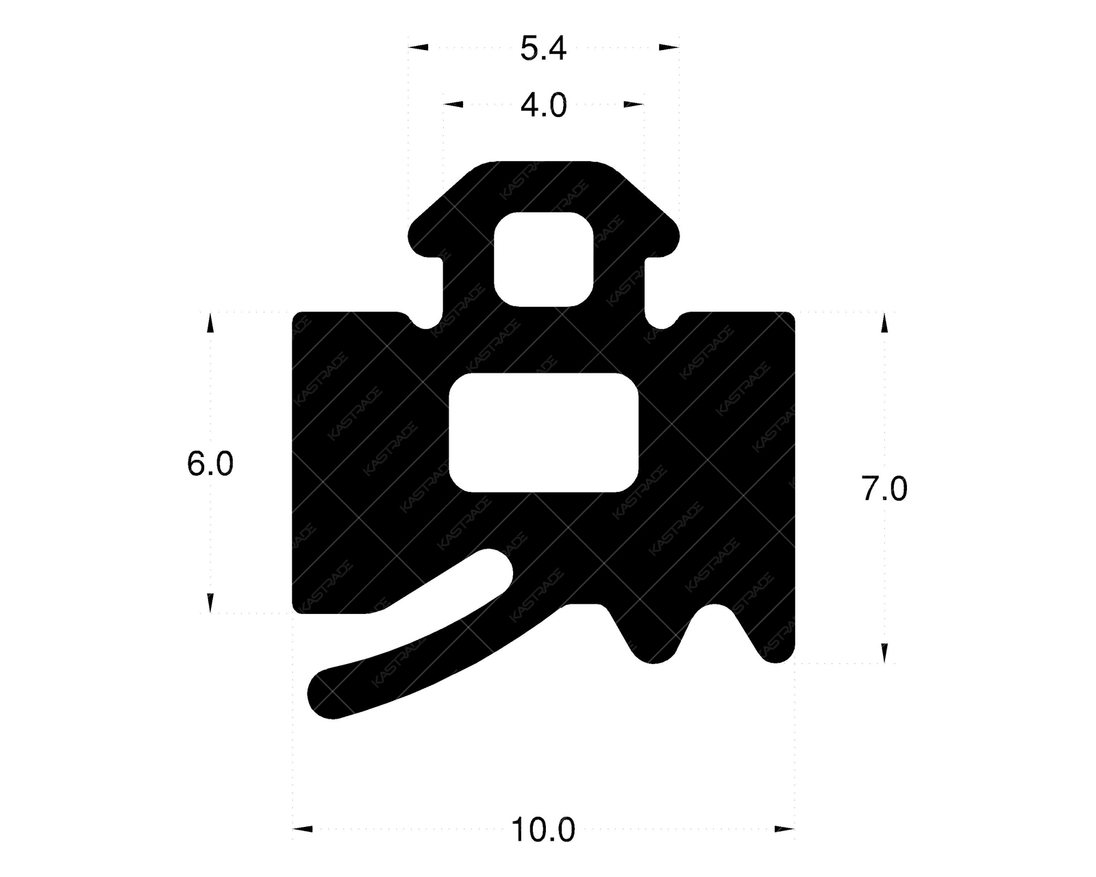 Curtainwall Gasket 6 mm (Small Nose)