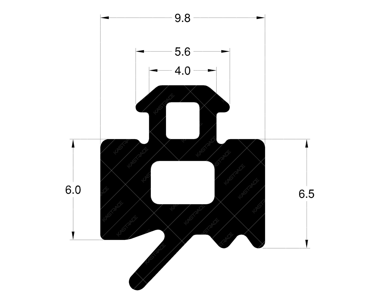 Curtainwall Gasket 6 mm (Small Nose)